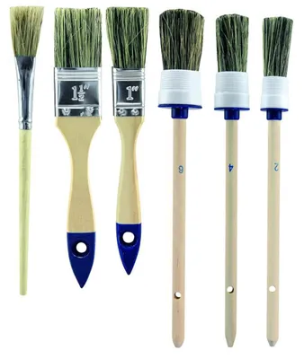 Produktbild von 20x Pinsel Set 6er Rund Flach Borsten Malern Streichen Farben Lacke Lasuren