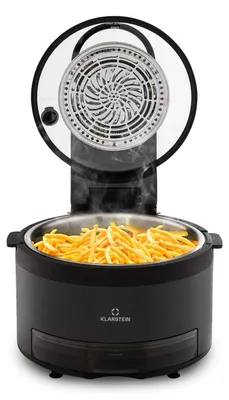 Obrázek produktu pro Horkovzdušná fritéza Klarstein 2 v 1, horkovzdušná fritéza s parní funkcí, horkovzdušná fritéza pro rychlý ohřev, horkovzdušná fritéza se 6 programy, horkovzdušná fritéza XL, horkovzdušná fritéza s extra příslušenstvím, 5 l, 1250 W