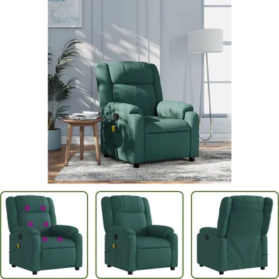 Zdjęcie produktu dla Fotel masujący The Living Store ciemnozielony materiał