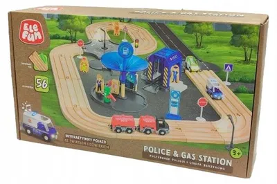 Produktbild von Elefun Polizei Bahnset mit Tankstelle und Autos, 56 Teile
