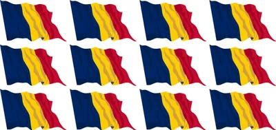 Produktbild von Mini Aufkleber Set - Pack wehend - 50x31mm - selbstklebender Sticker - Tschad - Flagge / Banner / Standarte fürs Auto, Büro, zu Hause und die Schule - 12 Stück