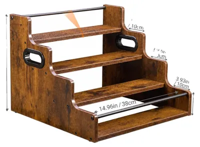 Image de Étagère de présentation, design rustique, rangement multi-étagères, couleur marron, 4 niveaux
