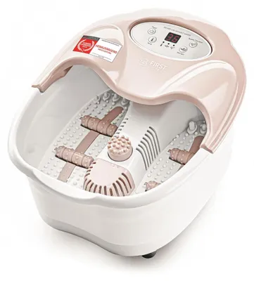 Zdjęcie produktu dla TZS First Austria – cyfrowa wanna do stóp z funkcją masażu | 450 W | wyświetlacz LED i światło czerwone | z 3 nasadkami, osłoną przeciwbryzgową i pojemnikiem na olejki | beżowa *towar z wady*
