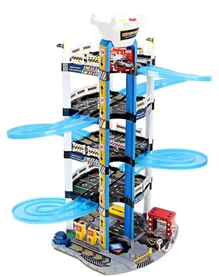 Produktbild von Parkhaus für Spielzeugautos - Parkhaus-Modell - 7 Etagen - Elektrische Autorennbahn - Handbedienter Autolift - Schienen - Rennstrecke - ABS-Kunststoff
