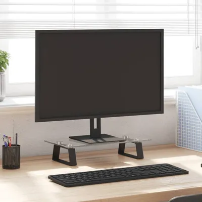 Produktbild von "im Sonderangebot"Bildschirmständer/Monitorständer - Modernes Notebookständer - Schwarz 40x20x8cm Hartglas und Metall DE705422 - Computertische