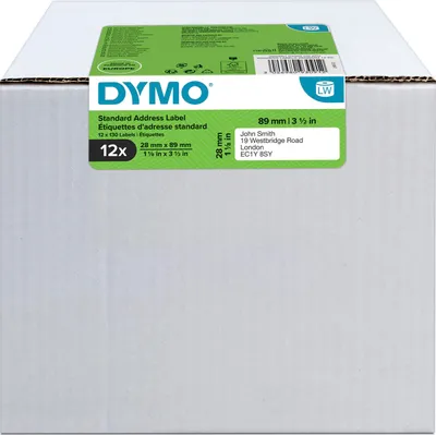Produktbild von DYMO Original LabelWriter Adressetiketten | 28 mm x 89 mm | 12 Rollen mit je 130 leicht ablösbaren Etiketten (1.560 Etikettenband) | selbstklebendes Schriftband | für LabelWriter-Beschriftungsgerät