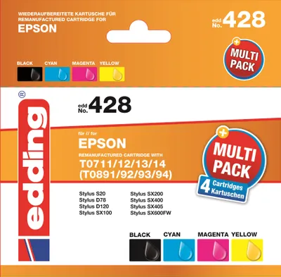 Produktbild von edding Tintenpatronen EDD-428 Multipack Epson T0711+12+13+14