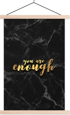 Produktbild von MuchoWow® Textilposter Zitate - Sprichwörter - Gold - Marmor 60x90 cm mit holzfarbenen Rahmen - Textil