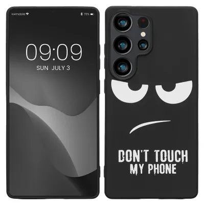 Produktbild von kwmobile Hülle kompatibel mit Samsung Galaxy S25 Ultra - Handyhülle Silikon Case - Don't touch my Phone Weiß Schwarz