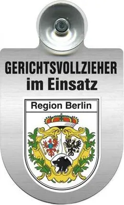 Produktbild von Einsatzschild Windschutzscheibe incl. Saugnapf - Gerichtsvollzieher im Einsatz - 309744 - incl. Regionen nach Wahl Color - Region Berlin
