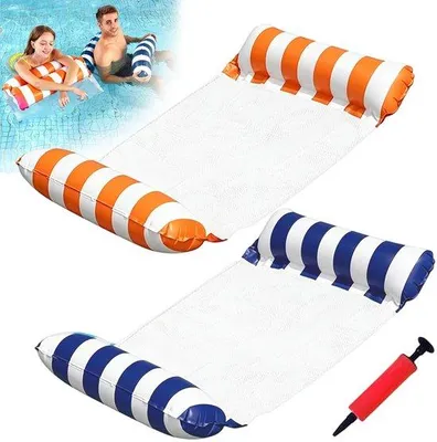 Produktbild von 2 Packungen Luftmatratze, Wasserhängematte, Luftmatratze, Pool-Zubehör, Spaß, Hängematte, Pool, Schwimmer Erwachsene, aufblasbare Wasserhängematte mit Netz, Schwimmstuhl und Pool-Spielzeug