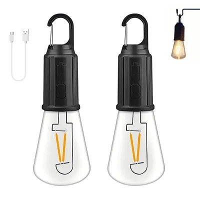 Produktbild von 2er-Set Outdoor LED Campinglampe,Tragbare Campinglaterne,wiederaufladbare Zeltlampe, 3 Helligkeitsstufen, Type-C,langlebig, wetterfest