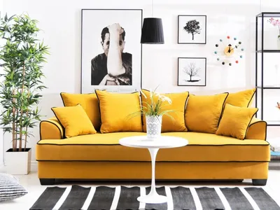 Zdjęcie produktu dla Sofa ze schowkiem MIRNA - żółty / czarny
