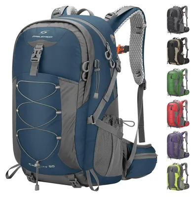 Produktbild von Wander-Rucksack wasserfest, 40L/50L, leicht, mit Regenhülle, blau, für Trekking