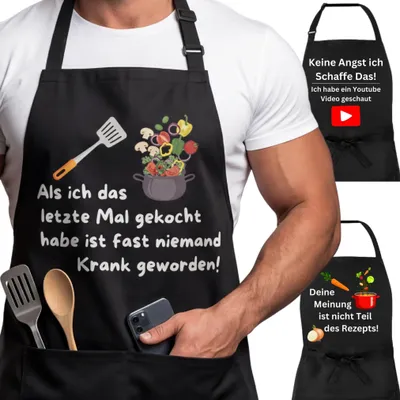 Produktbild von Grillschürze lustig, Kochschürze lustig & Schürze witzig für Herren & Männer | Kochschürze Damen lustig, lustige Grillschürze & Schürze küchenschürze