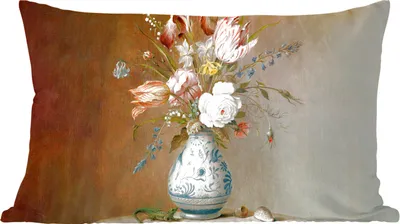 Produktbild von MuchoWow® Zierkissen Sofakissen Wohnzimmer Dekokissen 60x40 cm Alte Meister - Blumen - Balthasar van der Ast - Kopfkissen - Polster mit Foto