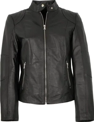Produktbild von MADDOX - Damen Lederjacke Lammnappa schwarz : 42