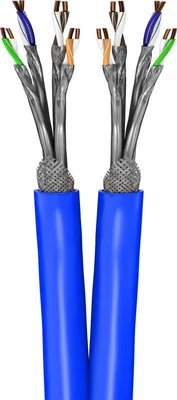 Produktbild von CAT 7A Duplex-Netzwerkkabel, S/FTP (PiMF), blau