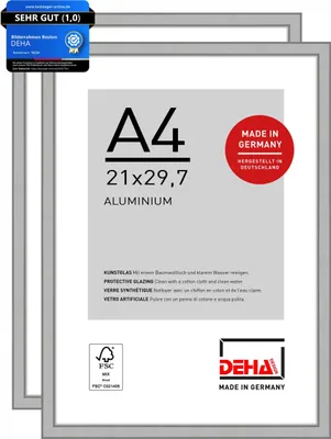 Obrázok produktu pre DEHA Design rám na obraz Boston (sada 2 ks), A4 21x29,7 cm, hliníková strieborná matná