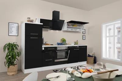 Produktbild von Küche Küchenzeile Küchenblock  Weiß Schwarz Amanda 280 cm Respekta Premium