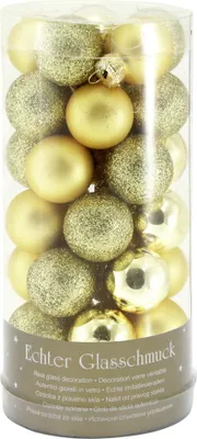 Produktbild von Weihnachtskugeln aus Glas Ø 3 cm gold glänzend 35 Stück