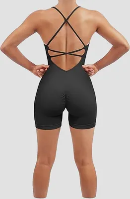 Produktbild von INF Nahtloser rückenfreier Bodysuit Yoga Jumpsuit - Schwarz S