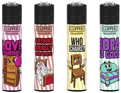 Produktbild von Clipper® Feuerzeuge 4er Set: Slogan 48