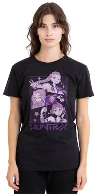 Zdjęcie produktu dla Koszulka damska "Kpop Demon Hunters Huntrix", motyw "Hunters", kolor czarny, rozmiar M