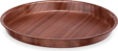 Produktbild von 6x Bierglasträger Tablett MDF Holzoptik rund braun Ø 36 cm Tray 90 rutschhemmend