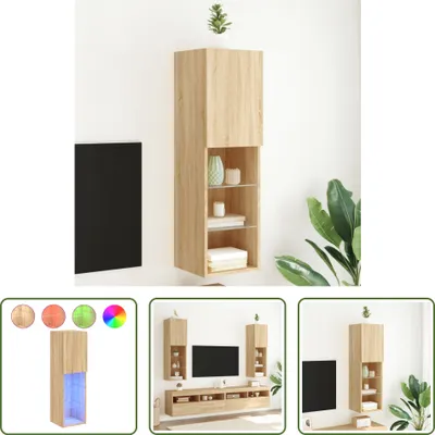 Produktbild von The Living Store TV-Schrank mit LED-Leuchten Sonoma-Eiche 30,5x30x102 cm