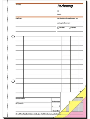 Produktbild von SIGEL SD032 Rechnungen, 1., 2. und 3. Blatt bedruckt, A5, selbstdurchschreibend, 3 x 40 Blatt