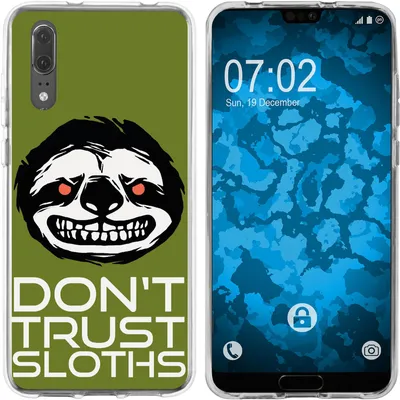 Produktbild von PhoneNatic Case kompatibel mit Huawei P20 Silikon-Hülle Crazy Animals Faultier M3