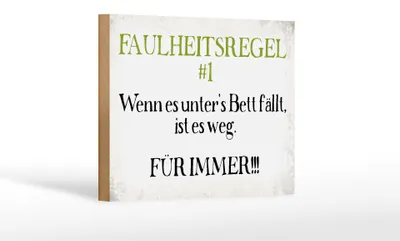 Produktbild von Holzschild Spruch 18x12cm Faulheitsregel 1 Retro Schild