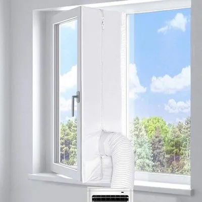 Produktbild von Fensterdichtung für mobile Klimaanlagen, Wäschetrockner, Abluft - Insekten- und wasserabweisend - ohne Bohren