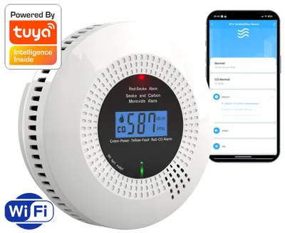 Image de Détecteur 2 en 1 pour fumée et monoxyde de carbone, TUYA WiFi