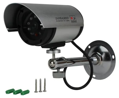 Immagine prodotto di Telecamera finta in alluminio grigio, 1,5 V con LED rosso