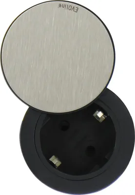 Produktbild von Evoline One Einbau Steckdose mit Drehdeckel ø 59 mm 230V,Edelstahl schwarz