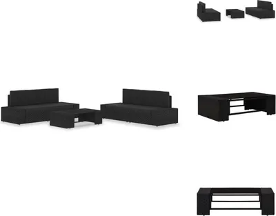 Produktbild von vidaXL 5-tlg. Garten-Lounge-Set Poly Rattan Schwarz -  Gartenmöbel-Sets