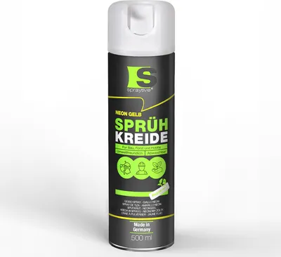 Produktbild von Spraytive 1x 500ml Sprühkreide neon-gelb - Abwaschbare leuchtende Kreidefarbe, Outdoor Kreidespray, Bodenmarkierung, Temporäres Markierungsspray