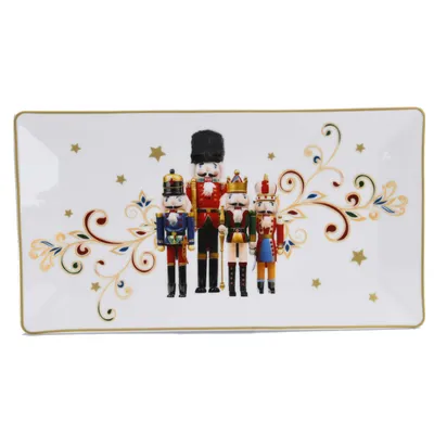 Produktbild von Servierplatte Tortenplatte Weihnachten Kuchenplatte Teller NUTCRACKER 25 x 14 cm