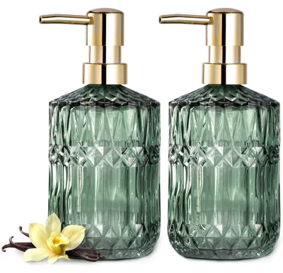 Image de Ensemble de 2 distributeurs de savon en verre avec pompe en ABS