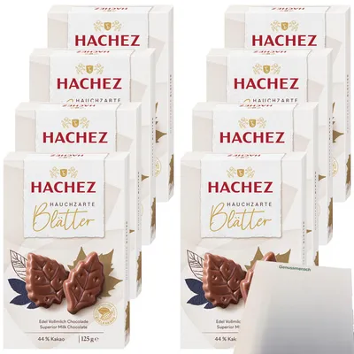 Produktbild von Hachez Schokolade Hauchzarte Blätter Edel Vollmilch VPE (8x125g Packung) + usy Block