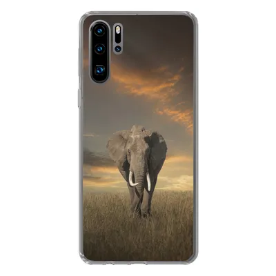 Produktbild von MuchoWow® Handyhülle Schutzhülle Hülle für Huawei P30 Pro Elefant - Tiere - Gras - Natur Silikon Softcase Handy Hülle - Schutzdeckel