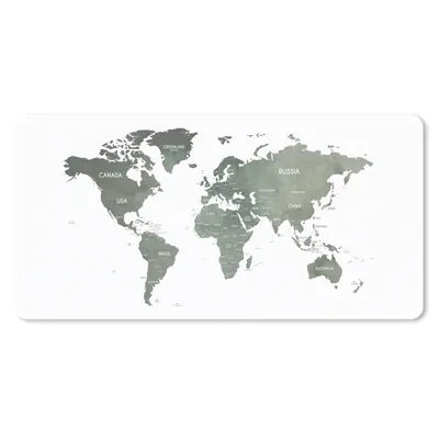 Produktbild von MuchoWow® Schreibtischunterlage Weltkarte - Grau - Design 80x40 cm - XXL Mauspad - Gaming Mauspad