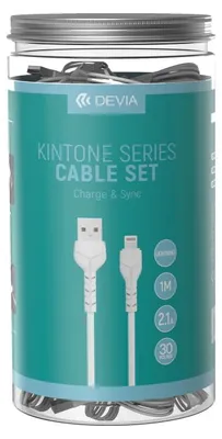 Zdjęcie produktu dla Devia Kabel Kintone V2 Ec406 Usb - Lightning 1,0 M 2,1A Biały Zestaw 30 Szt