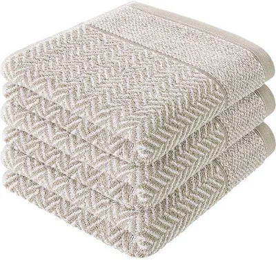 Zdjęcie produktu dla Zestaw h ręczników Unyqoos® wykonanych w 100% z bawełny, o gramaturze 500 g/m², certyfikat Oeko-Tex 100, produkowanych w Portugalii, z wplecionym wzorem, dostępne w rozmiarach 50 × 100 cm lub 70 × 140 cm