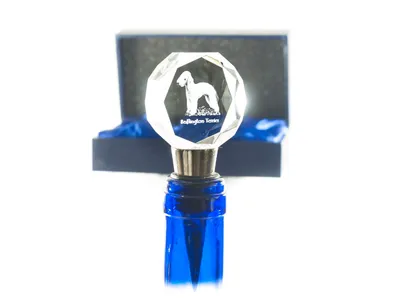 Produktbild von Bedlington Terrier, Rothbury Terrier - Flaschenverschluss, Weinverschluss aus Kristall mit Foto, personalisiertes Geschenk für Barkeeper der Marke Art-Dog