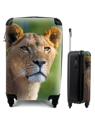 Produktbild von MuchoWow® Koffer Handgepäck Trolley Rollkoffer Kleine Reisekoffer mit 4 Rollen - Porträt - Löwe - Wild - Cabin Size < 55x40x23 cm & 55x40x20 cm - Fotokoffer - Kabinenkoffer - Boardgepäck - Reise-Box - Reisekoffer - Reisegepäck - Koffer mit Bild - Trolley für Kinder