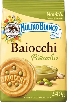 Produktbild von 6x Mulino Bianco Pistacchio Kekse mit Pistazien, Kekse mit Pistazien und Mürbeteig, ideal zum Frühstück oder Snack, ohne Palmöl 240 g