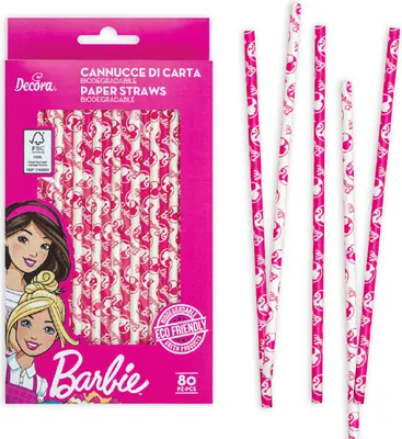 Produktbild von BARBIE DOLLY Papierstrohhalme 80 Stück